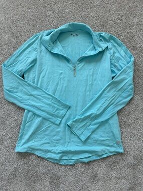 Women’s Aqua Quarter-Zip Long Sleeve Top